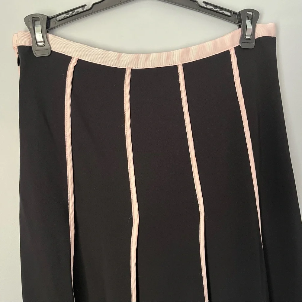 City DKNY Pleated Pale Pink Striped Knee Length Midi Skirt Size 4 2013 Exclusive